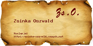Zsinka Oszvald névjegykártya